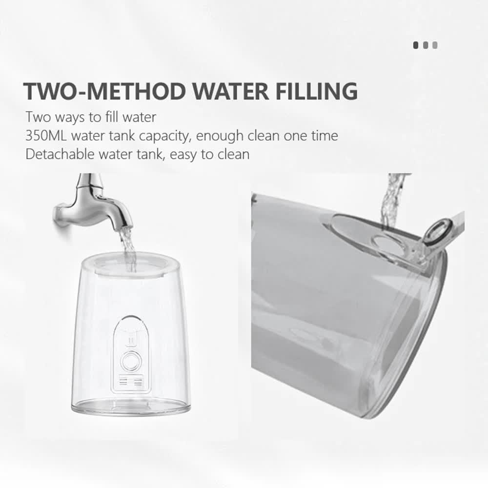 White Portable Rechargeable Water Flosser - Handheld Oral Irrigator for Teeth &amp; Gums-Oral Care-PEROZ Accessories