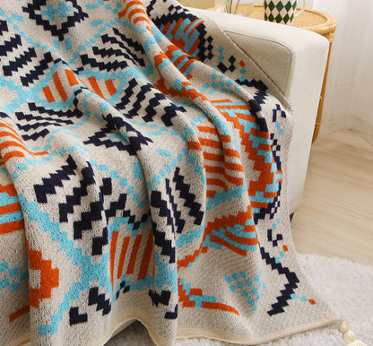 70X100cm Bohemian Woven Throw Blanket - Soft Decorative Sofa Cover with Tassels for Living Room and Bedroom-Home &amp; Garden &gt; Decor &gt; Cushions &amp; Throws-PEROZ Accessories