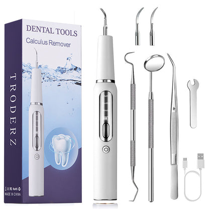 White Portable Ultrasonic Dental Cleaner, Home Use Plaque Remover, Sonic Tooth Stain &amp; Tartar Cleaning Tool-Oral Care-PEROZ Accessories