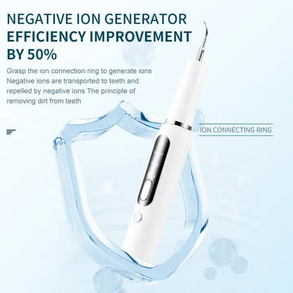 White Portable Ultrasonic Dental Cleaner, Home Use Plaque Remover, Sonic Tooth Stain &amp; Tartar Cleaning Tool-Oral Care-PEROZ Accessories
