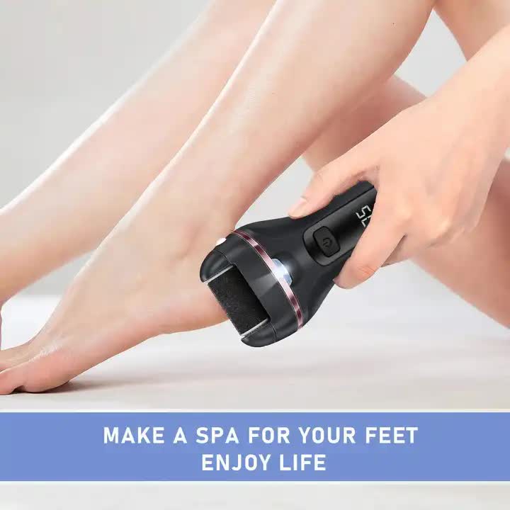 Black 10 Pcs Suit Electric Foot Callus Remover with LCD Display | Waterproof Pedicure Set | Dual-Speed Dead Skin Exfoliator for Smooth Feet-Foot Care-PEROZ Accessories