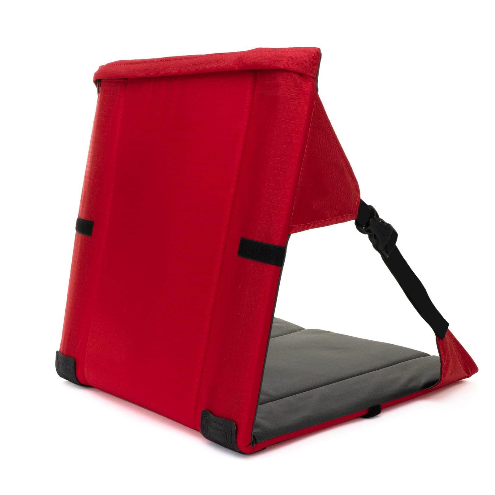Black And Red Portable Outdoor Camping Seat Pad with Backrest, Foldable &amp; Waterproof Concert Cushion, 600D Oxford Fabric, Ideal for Hiking &amp; Picnics-Furniture &gt; Outdoor &gt; Outdoor Chairs-PEROZ Accessories