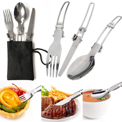 Green And Grey Compact Outdoor Camping Cookware Set with 410 Stainless Steel Utensils-Furniture &gt; Outdoor &gt; Outdoor Dining Sets-PEROZ Accessories