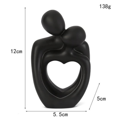 Black Romantic Couple Figurine with Heart Design - Modern Minimalist Decorative Statue-Home &amp; Garden &gt; Decor &gt; Vases &amp; Table Decor-PEROZ Accessories