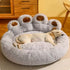 Diameter 90cm Light Blue Plush Dog Bed with Paw Design - Ultra Soft Round Pet Sofa for Medium to Large Dogs-Pet Care > Dog Supplies > Dog Beds-PEROZ Accessories