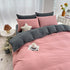 Pink and Grey 4-Piece Cotton Bedding Set - Fits 1.5m/1.8m Beds (Duvet Cover 200x230cm, Bed Sheet 230x250cm)-Home & Garden > Bedding > Duvet Covers-PEROZ Accessories