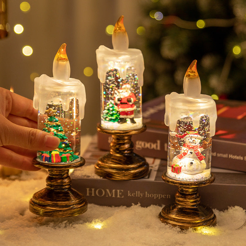 (A set of four) Festive Christmas Candle Lights with Snow Globe Decor - Perfect Creative Holiday Gift-Occasions &gt; Christmas &gt; Christmas Decorations-PEROZ Accessories