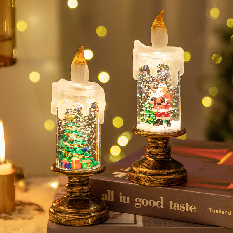 (A set of four) Festive Christmas Candle Lights with Snow Globe Decor - Perfect Creative Holiday Gift-Occasions &gt; Christmas &gt; Christmas Decorations-PEROZ Accessories
