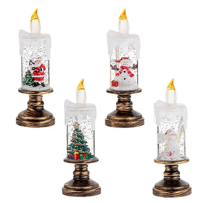 (A set of four) Festive Christmas Candle Lights with Snow Globe Decor - Perfect Creative Holiday Gift-Occasions &gt; Christmas &gt; Christmas Decorations-PEROZ Accessories