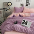 Pink-purple 1.5m Bed Fitted Sheet Set with 200x230cm Duvet Cover - 4-Piece Bedding Set-Home & Garden > Bedding > Bed Sheets-PEROZ Accessories