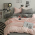 Pink-grey 1.5m Bed Fitted Sheet Set with 200x230cm Duvet Cover - 4-Piece Bedding Set-Home & Garden > Bedding > Bed Sheets-PEROZ Accessories