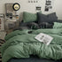 Green-dark grey 1.5m Bed Fitted Sheet Set with 200x230cm Duvet Cover - 4-Piece Bedding Set-Home & Garden > Bedding > Bed Sheets-PEROZ Accessories