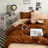 Brown 1.5m Bed Fitted Sheet Set with 200x230cm Duvet Cover - 4-Piece Bedding Set-Home & Garden > Bedding > Bed Sheets-PEROZ Accessories