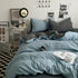 Lightblue-grey 1.5m Bed Fitted Sheet Set with 200x230cm Duvet Cover - 4-Piece Bedding Set-Home & Garden > Bedding > Bed Sheets-PEROZ Accessories