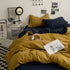 Yellow-black 1.5m Bed Fitted Sheet Set with 200x230cm Duvet Cover - 4-Piece Bedding Set-Home & Garden > Bedding > Bed Sheets-PEROZ Accessories