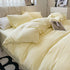 Light-yellow Solid Color Solid Color Solid Color 1.5m Bed Fitted Sheet Set with 200x230cm Duvet Cover - 4-Piece Bedding Set-Home & Garden > Bedding > Bed Sheets-PEROZ Accessories