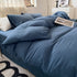 Dark-blue Solid Color Solid Color Solid Color 1.5m Bed Fitted Sheet Set with 200x230cm Duvet Cover - 4-Piece Bedding Set-Home & Garden > Bedding > Bed Sheets-PEROZ Accessories