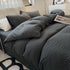 Dark Grey Solid Color Solid Color Solid Color 1.5m Bed Fitted Sheet Set with 200x230cm Duvet Cover - 4-Piece Bedding Set-Home & Garden > Bedding > Bed Sheets-PEROZ Accessories