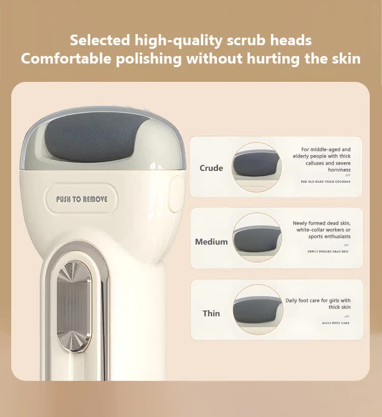 Beige Electric Foot Grinder with USB Charging - Dual-Speed Callus Remover for Smooth, Exfoliated Feet-Foot Care-PEROZ Accessories