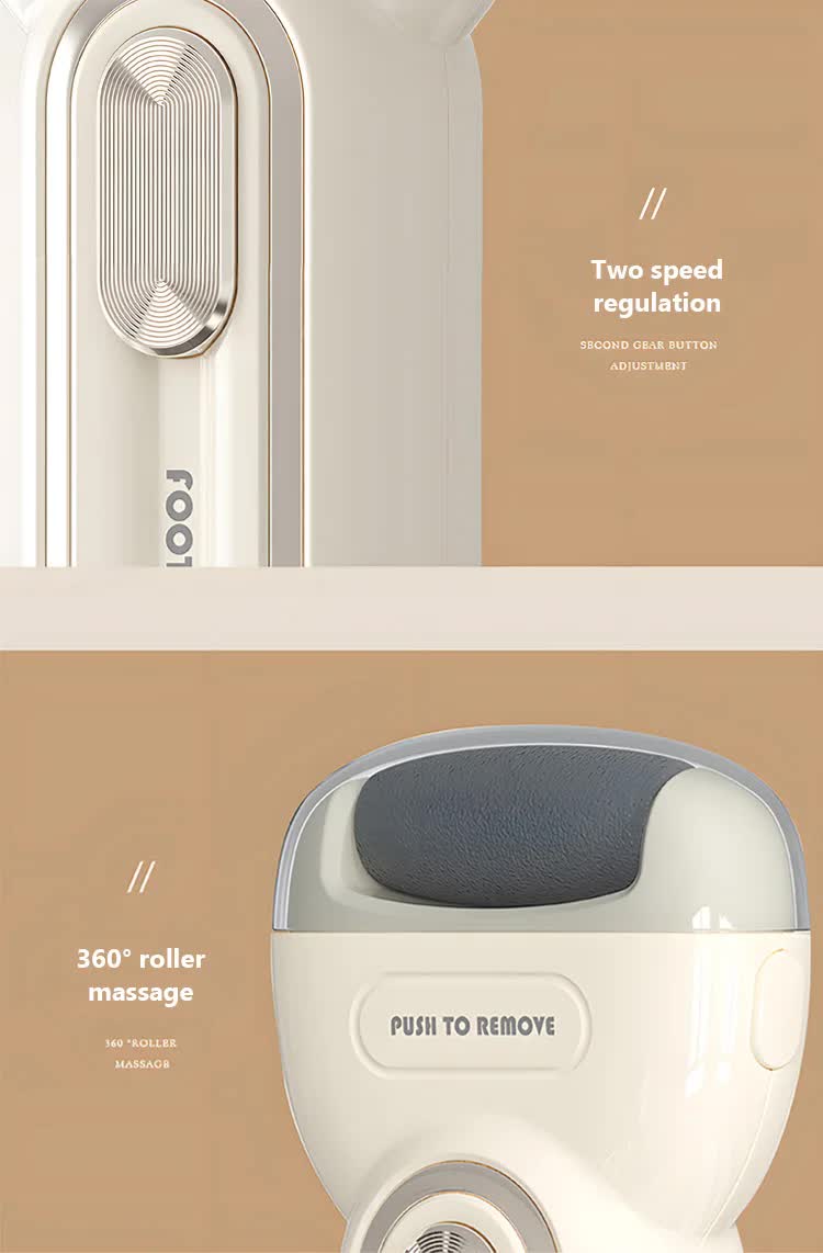Beige Electric Foot Grinder with USB Charging - Dual-Speed Callus Remover for Smooth, Exfoliated Feet-Foot Care-PEROZ Accessories