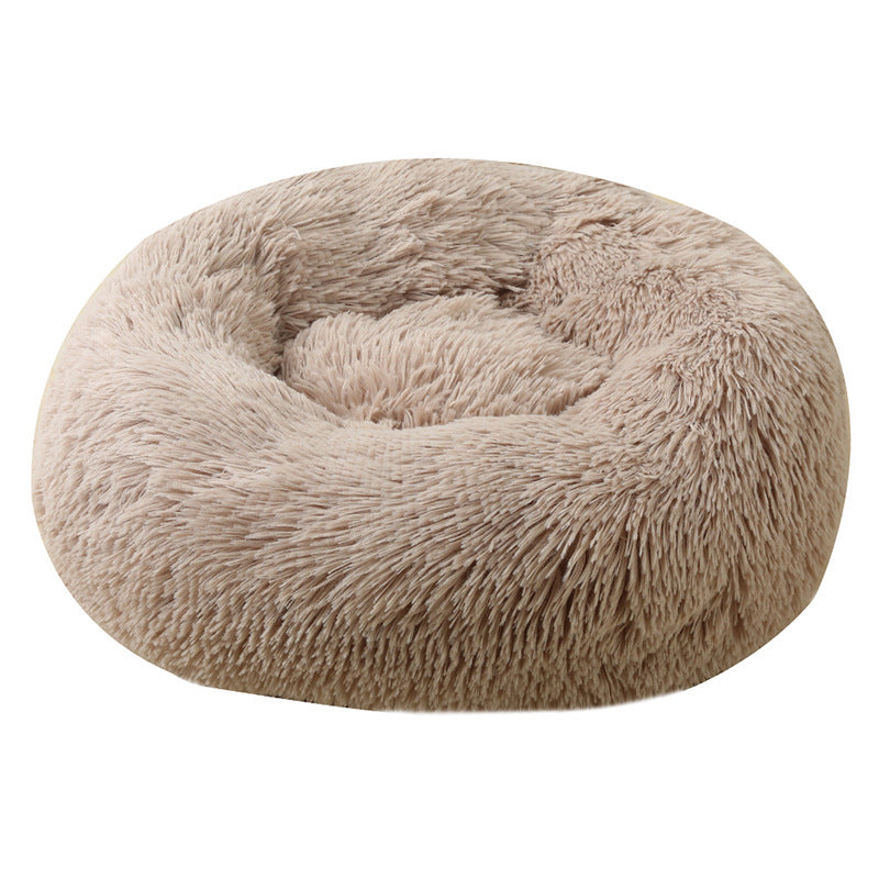 Khaki 50cm Cozy Round Pet Bed - Plush Cat &amp; Dog Bed with Non-Slip Base, Machine Washable-Pet Care &gt; Dog Supplies &gt; Dog Beds-PEROZ Accessories