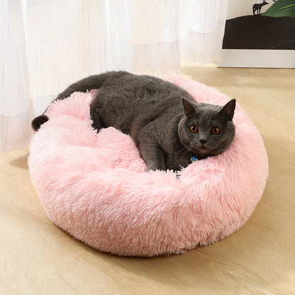 Multicolor 50cm Cozy Round Pet Bed - Plush Cat &amp; Dog Bed with Non-Slip Base, Machine Washable-Pet Care &gt; Dog Supplies &gt; Dog Beds-PEROZ Accessories