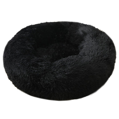 Black 50cm Cozy Round Pet Bed - Plush Cat &amp; Dog Bed with Non-Slip Base, Machine Washable-Pet Care &gt; Dog Supplies &gt; Dog Beds-PEROZ Accessories