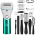 Green And White Rechargeable Electric Foot File Callus Remover Kit - 10pc Pedicure Set with LED Display for Smooth Feet-Foot Care-PEROZ Accessories