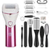Pink And White Rechargeable Electric Foot File Callus Remover Kit - 10pc Pedicure Set with LED Display for Smooth Feet-Foot Care-PEROZ Accessories