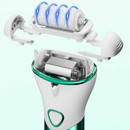 Pink And White Rechargeable Electric Foot File Callus Remover Kit - 10pc Pedicure Set with LED Display for Smooth Feet-Foot Care-PEROZ Accessories