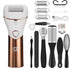 Gold And White Rechargeable Electric Foot File Callus Remover Kit - 10pc Pedicure Set with LED Display for Smooth Feet-Foot Care-PEROZ Accessories