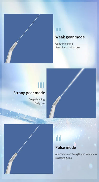 Pink And Blue Smart Telescopic Portable Water Flosser - USB Rechargeable Oral Irrigator, IPX7 Waterproof, 3 Modes &amp; 4 Nozzles-Oral Care-PEROZ Accessories