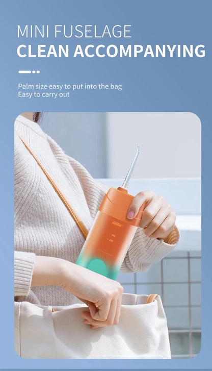 Pink And Blue Smart Telescopic Portable Water Flosser - USB Rechargeable Oral Irrigator, IPX7 Waterproof, 3 Modes &amp; 4 Nozzles-Oral Care-PEROZ Accessories