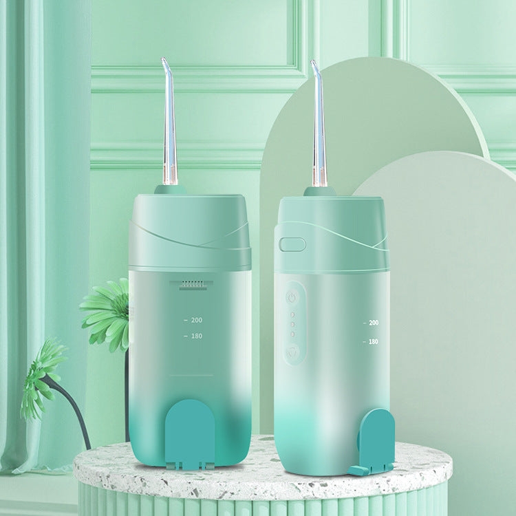 Green Smart Telescopic Portable Water Flosser - USB Rechargeable Oral Irrigator, IPX7 Waterproof, 3 Modes &amp; 4 Nozzles-Oral Care-PEROZ Accessories