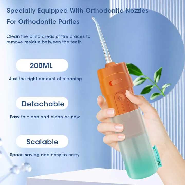 Green Smart Telescopic Portable Water Flosser - USB Rechargeable Oral Irrigator, IPX7 Waterproof, 3 Modes &amp; 4 Nozzles-Oral Care-PEROZ Accessories