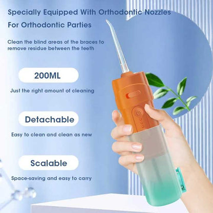 Green Smart Telescopic Portable Water Flosser - USB Rechargeable Oral Irrigator, IPX7 Waterproof, 3 Modes &amp; 4 Nozzles-Oral Care-PEROZ Accessories