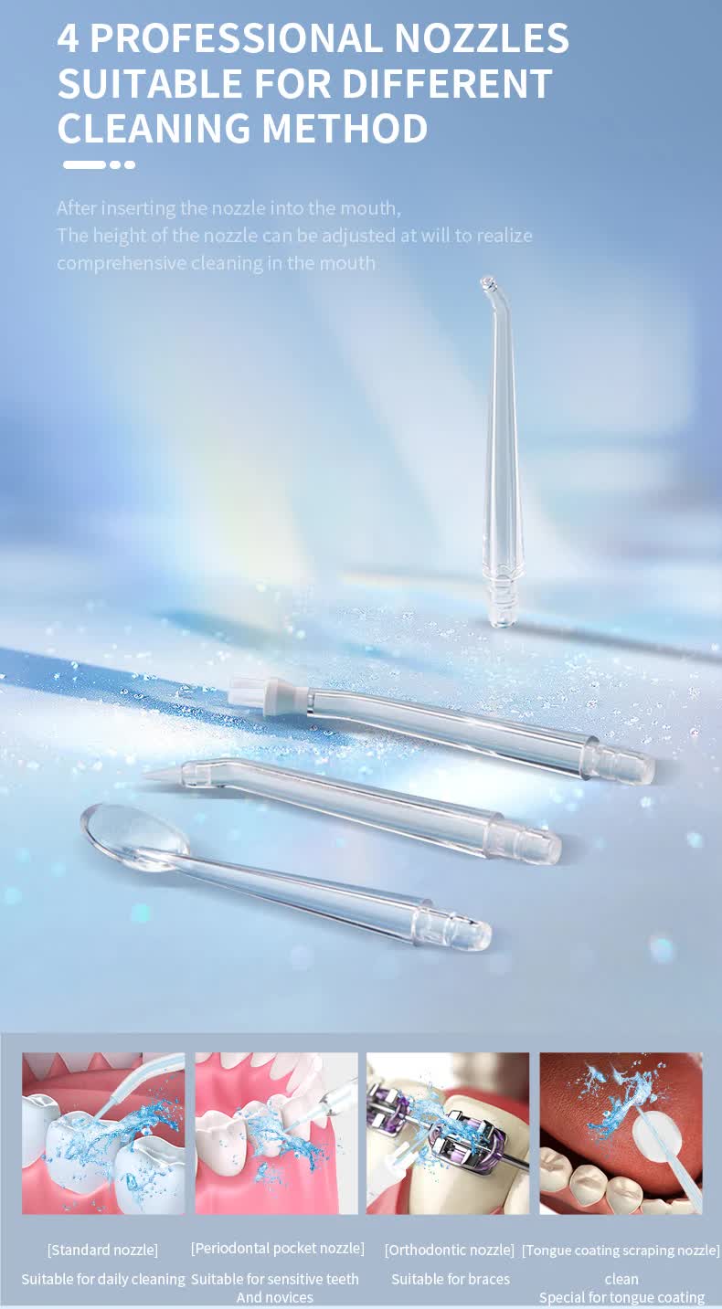 Green Smart Telescopic Portable Water Flosser - USB Rechargeable Oral Irrigator, IPX7 Waterproof, 3 Modes &amp; 4 Nozzles-Oral Care-PEROZ Accessories