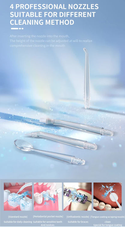Green Smart Telescopic Portable Water Flosser - USB Rechargeable Oral Irrigator, IPX7 Waterproof, 3 Modes &amp; 4 Nozzles-Oral Care-PEROZ Accessories