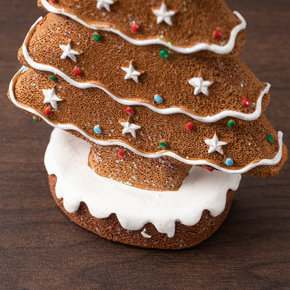 Yellow Charming Gingerbread Christmas Tree Figurine - Festive Resin Holiday Table Decor Ornament-Occasions &gt; Christmas &gt; Christmas Decorations-PEROZ Accessories