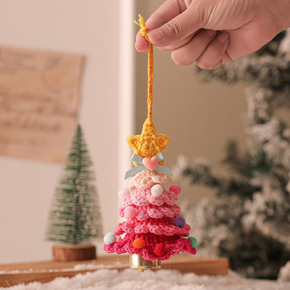 2PCS Red Handmade-Style Crochet Christmas Tree Ornament - Festive Plush Hanging Decor for Home &amp; Car-Occasions &gt; Christmas &gt; Christmas Decorations-PEROZ Accessories