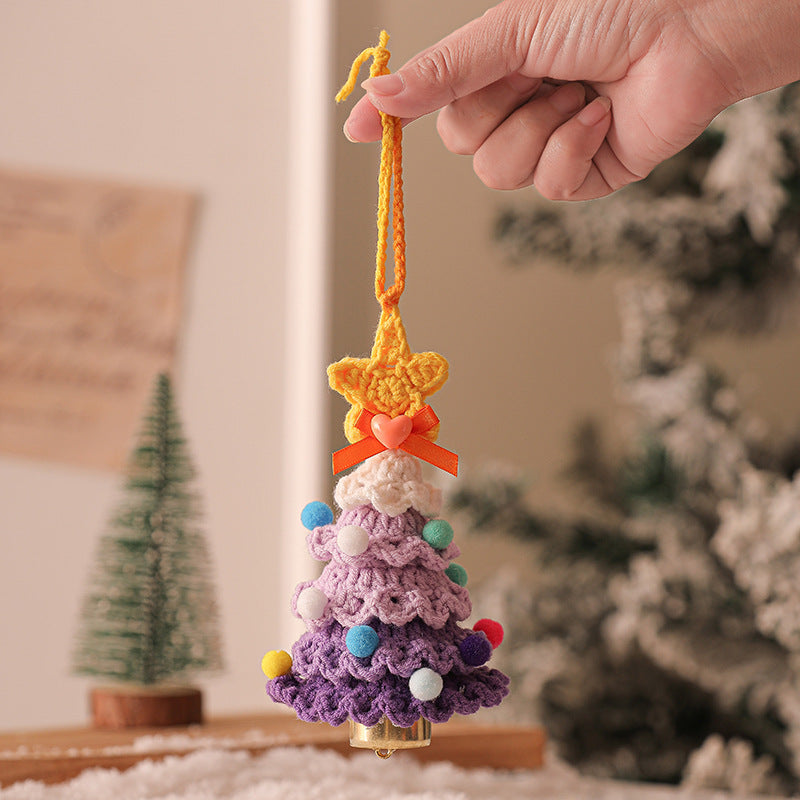 2PCS Purple Handmade-Style Crochet Christmas Tree Ornament - Festive Plush Hanging Decor for Home &amp; Car-Occasions &gt; Christmas &gt; Christmas Decorations-PEROZ Accessories