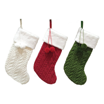 White Large Cable Knit Christmas Stocking - Classic 43cm Holiday Decor for Fireplace Hanging-Occasions &gt; Christmas &gt; Christmas Decorations-PEROZ Accessories
