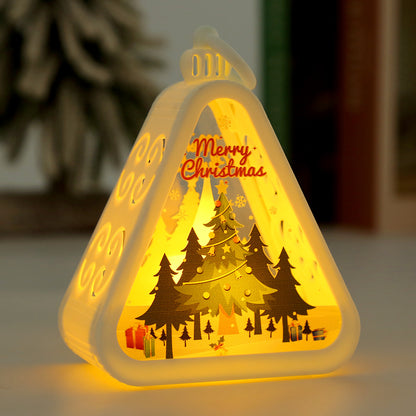 White Christmas tree Charming Christmas Scene Mini Lanterns (Set of 3) - Battery Operated LED Lights for a Cozy Holiday Glow-Occasions &gt; Christmas &gt; Christmas Decorations-PEROZ Accessories