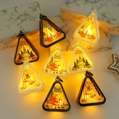 White Christmas tree Charming Christmas Scene Mini Lanterns (Set of 3) - Battery Operated LED Lights for a Cozy Holiday Glow-Occasions &gt; Christmas &gt; Christmas Decorations-PEROZ Accessories