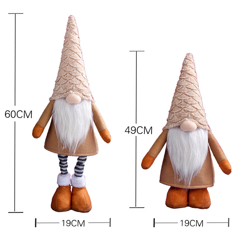 Retractable Leg Christmas Gnome Plush - Adjustable Standing Holiday Decoration(white)-Occasions &gt; Christmas &gt; Christmas Decorations-PEROZ Accessories