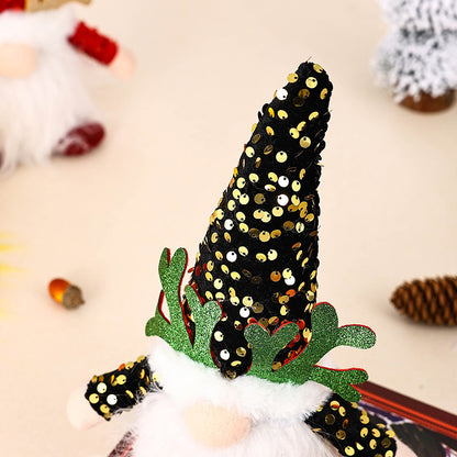 Light-Up Christmas Gnome Plush Doll with Sequin Hat &amp; Antlers - Festive LED Tabletop Decoration(pink)-Occasions &gt; Christmas &gt; Christmas Decorations-PEROZ Accessories