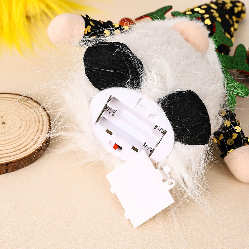 Light-Up Christmas Gnome Plush Doll with Sequin Hat &amp; Antlers - Festive LED Tabletop Decoration(silver)-Occasions &gt; Christmas &gt; Christmas Decorations-PEROZ Accessories