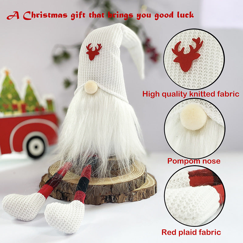 2-Pack Christmas Gnome Decorations - Red &amp; White Long Leg Faceless Santa Elf Plush Ornaments-Occasions &gt; Christmas &gt; Christmas Decorations-PEROZ Accessories