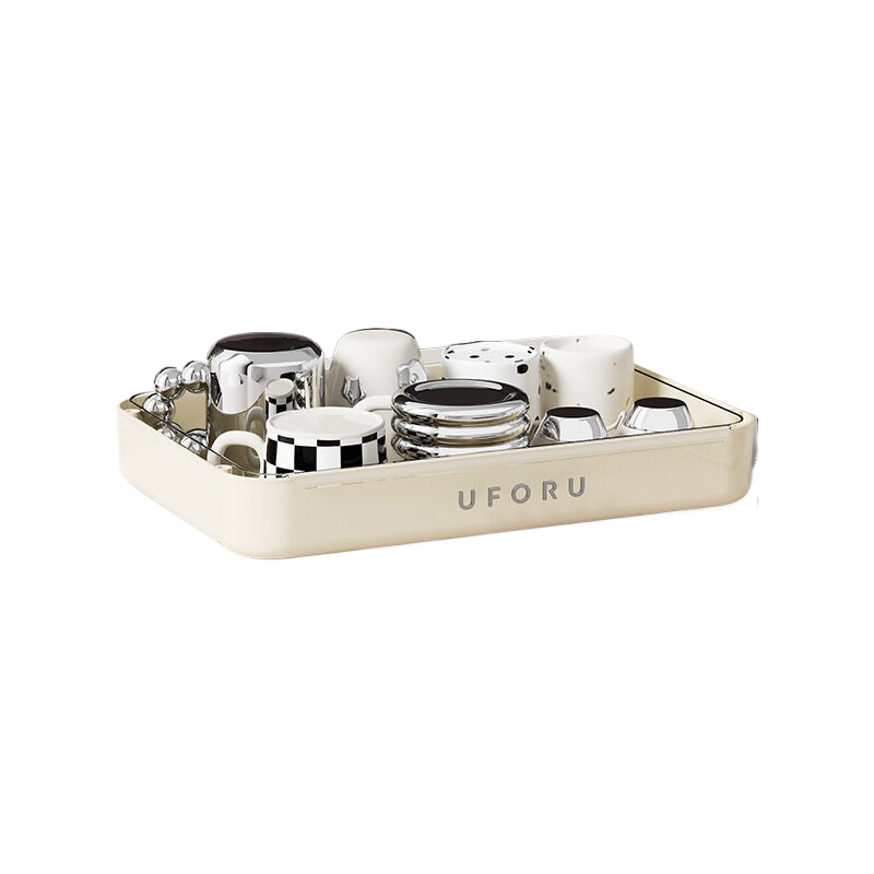 Household one layer storage rack with drain tray, cream white-Home &amp; Garden &gt; Kitchenware &gt; Dish Racks-PEROZ Accessories