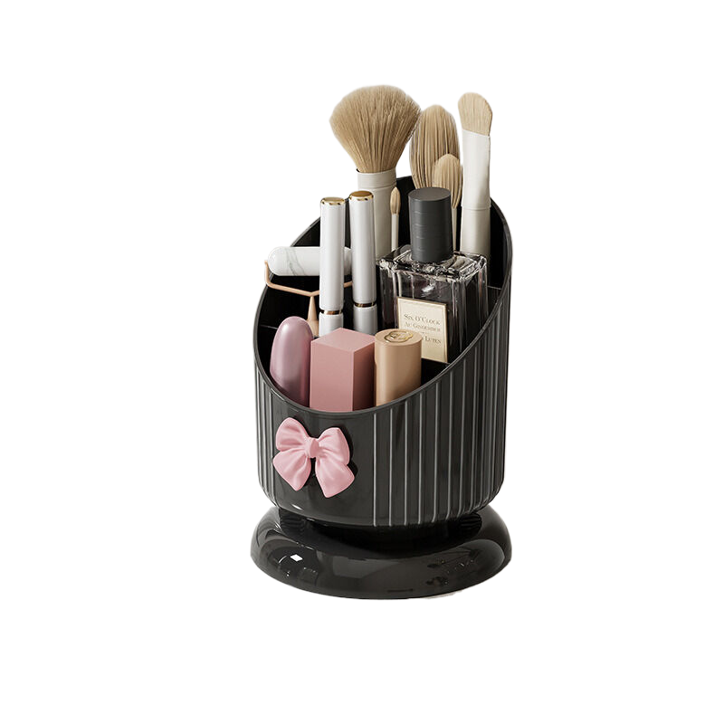 Large capacity cosmetic storage box black (with bow tie)-Health &amp; Beauty &gt; Cosmetic Storage &gt; Makeup Organisation &amp; Storage-PEROZ Accessories